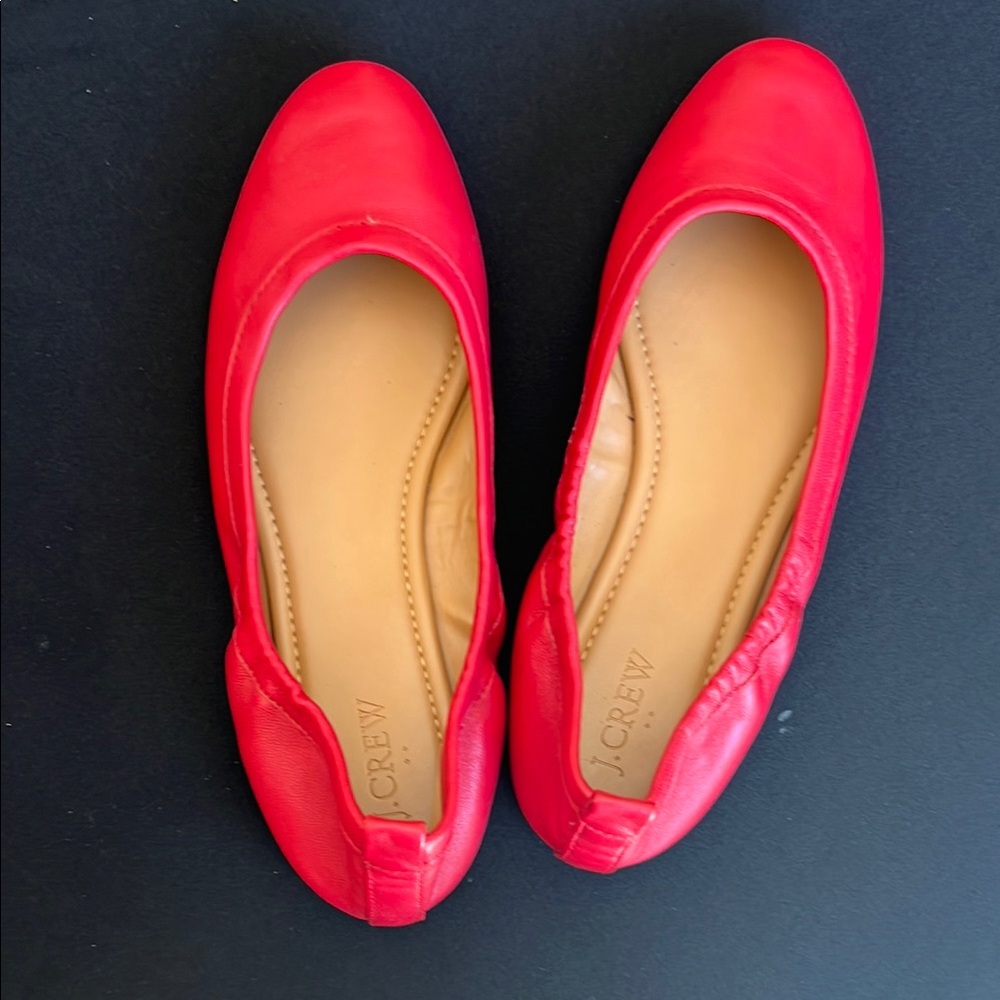Genuine Leather J. Crew Red Ballet Flats